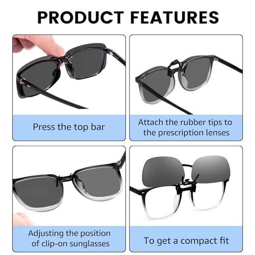 Trysee Polarized Flip Up Clip on Sunglasses Over Prescription Glasses for Men Women Polarized Anti Glare4
