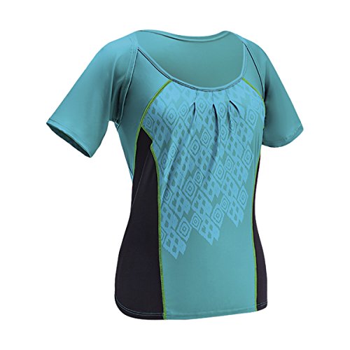 Moxie Cycling Women's Tonal Wrap Tee Jersey, Emerald/Aqua/Lime, Small