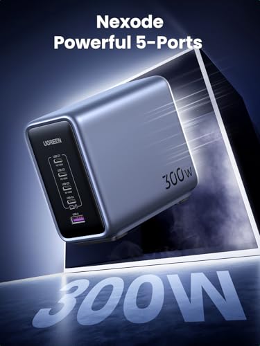 Image of UGREEN Nexode 300W USB C Charger Block, 5-Port Charging Station GaN Desktop Charger Compatible with MacBook Pro /Air, Dell XPS, iPhone 16 /15 /, Galaxy S25 /S24, iPad Air /Pro, Pixel 9, Steam Deck