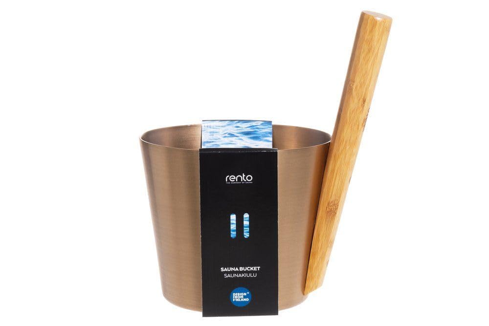 Rento Champagne Aluminum & Bamboo Sauna Bucket