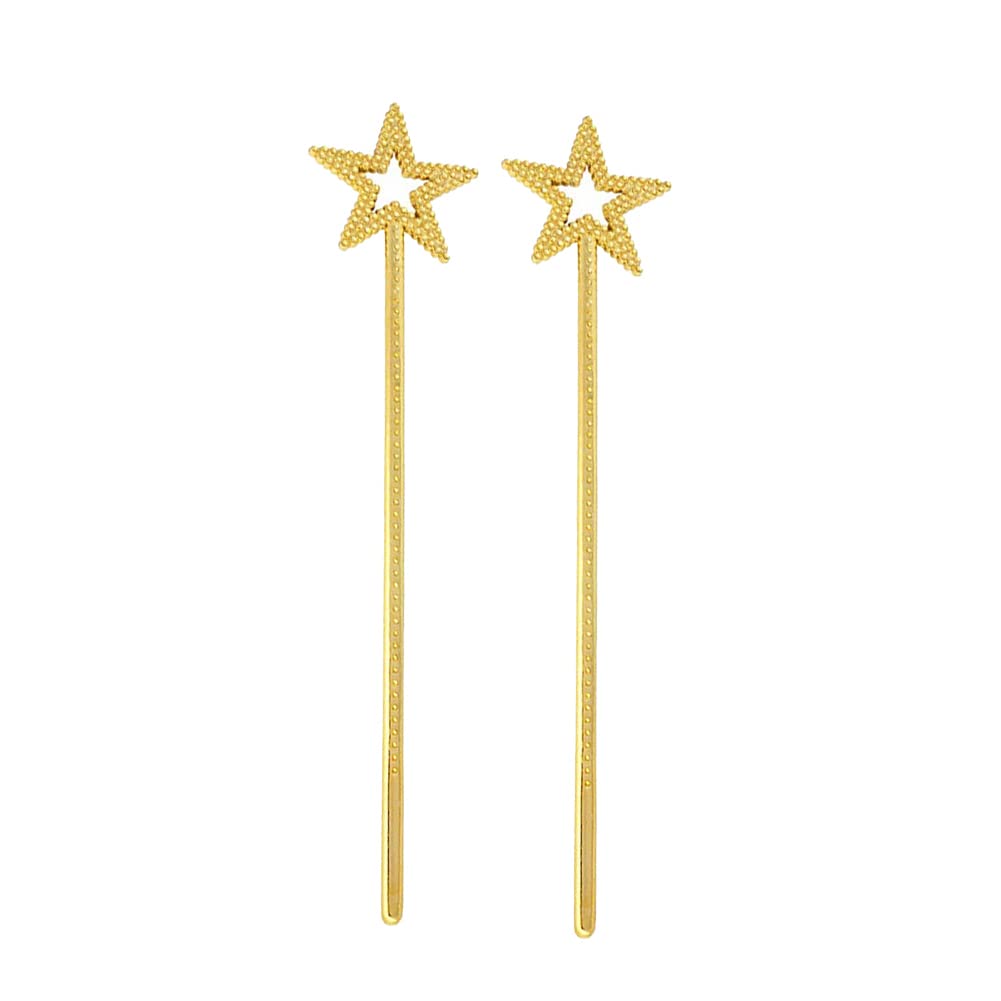 2 Pcs Plastic Star Magic Wands Glitter Princess Wands Fairy Angel Sticks Christmas Cosplay Wands Costume Props for Birthday Party Golden