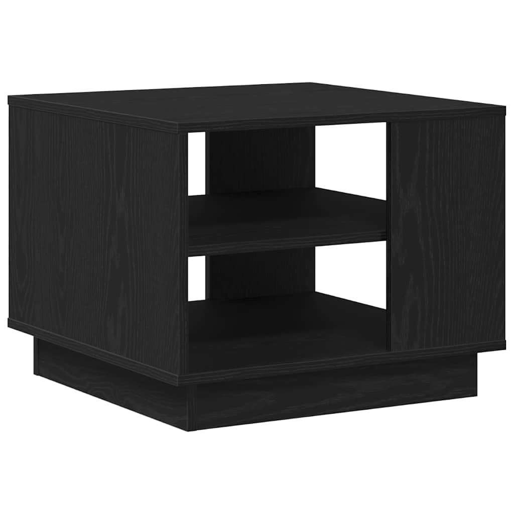 Table basse carrée chêne noir 55x55 cm avec double plateau de rangement