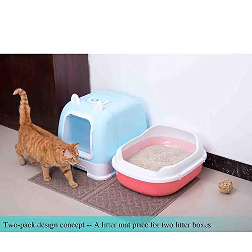 Upsky Double Large Cat Litter Mat (24'' X 20'' X 2 Pieces), Premium Traps Litter From Box And Paws, Scatter Control For Litter Box, Soft On Sensitive Kitty Paws, Easy To Clean, Durable (Champagne) #TOP5