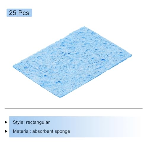 Image of MECCANIXITY 25PCS Soldering Sponge 50 x 35mm Rectangle Blue Cleaning Pad Welding Tip Iron Replacement for Cleaning Soldering Iron 1mm Natural Thickness 6mm Water Absorption Thickness