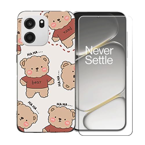 GYDQQKJ Funda para OnePlus Turbo 6V + Protector de Pantalla Protectora Vidrio Cristal Film Templado, Negro Suave TPU Silicona Cover Carcasa Caso Case para (6.78') - LLM48