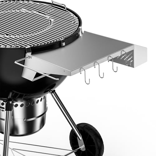 onlyfire Tablette de Table pour Barbecues, Table D'appoint en Acier Inoxydable pour Weber 57CM Grils de Charbon de Bois & Master-Touch Barbecue à Charbon,...