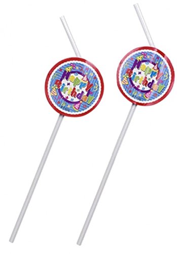 Eddy Toysdrinking straw Happy Birthday 24 cm 6 pieces