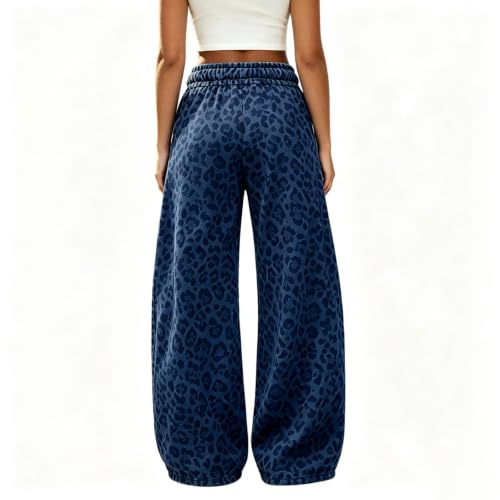Women Leopard Pants Baggy Fall Wide Leg Sweatpants Lounge Y2K Sweat Pants - image 4