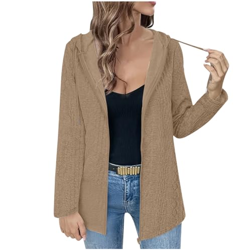 Loose Fit Jacket for Women Winter Fall Long Sleeve Crochet Striped Hooded Cardigan Jackets Hoods Coat Women 2025