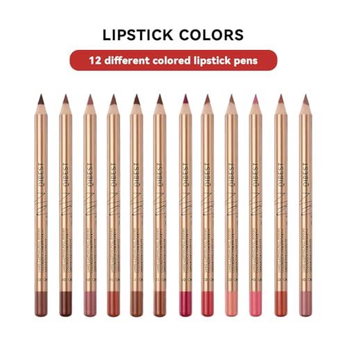 LOPHE Lip Liner Set, 12 Stück Wasserfester Lippenkonturenstift mit Mattes Finish, Lipliner Langanhaltender, Voller Textur, Lippenkonturenstift für Ideal Definierte Lippen