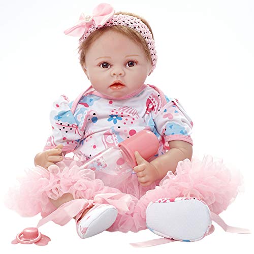 YIHANGG Silicone Toddler Doll 55Cm 22Inches Reborn Baby Dolls Girl Realistic Newborn Lifelike Baby Doll for Kid Birthday Xmas Gifts Toy