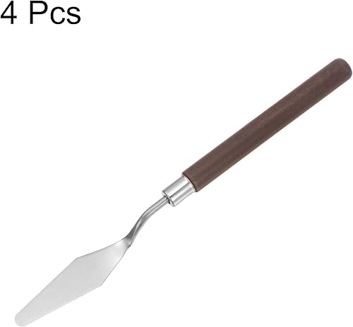Miniatura 10 de 4 cuchillos de paleta n. 6 de 0.472 in de ancho de acero inoxidable pequeña espátula puntiaguda cuchillo de paleta de pintura con mango de madera