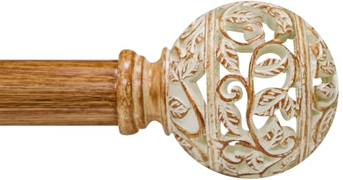 Boho Wood Curtain Rods For Windows 28 to 48 Inches,