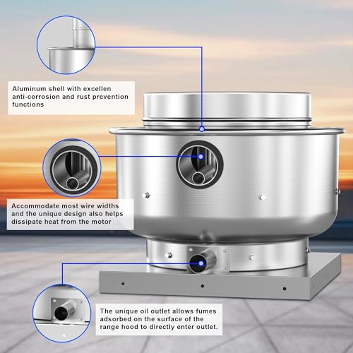 Image of Roof Ventilator Restaurant Rated Exhaust Fan Direct Drive Centrifugal Upblast Exhaust Fan 1 /6HP 800 CFM 110 Volt Single Phase Motor