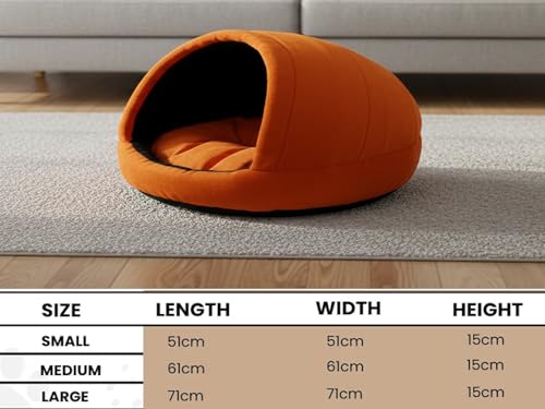 Image of GDB Cotton Premium Cozy Covered Pet Bed for Cats and Small Dogs Soft, Washable, Cave-Style Sleeping Bed with Anti-Slip Bottom Small Orange Blac.k(LWH 51X51X15 CM)