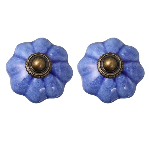 LIFKOME Pomos Vintage de Cerámica y Aleación de Zinc para Puertas y Cajones 2 Piezas Estilo Clásico Retro Accesorios para Muebles de Cocina Armarios y Baño
