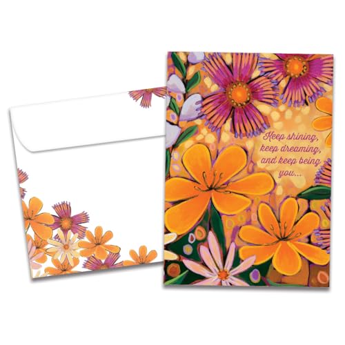 Tree-Free Greetings Brighter Florals バースデーカード - リサイクルされた5x7のカード1枚とお揃いの封筒、厚手のカードストック、米国製 - 暖かく咲く庭