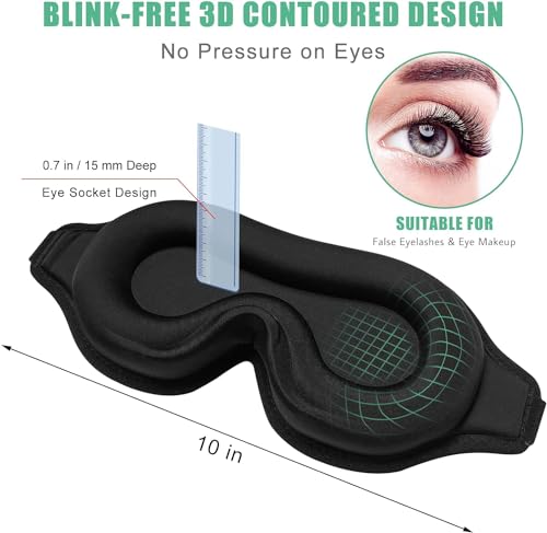 Image of INSIME 3D Memory foam Sleeping Mask For Men Women Sleep Mask Blind Fold Eye Cover Pad For Travel | Night eye band eyemask patch Complete Blackout Sleeping Eye Mask (Pack of 2)