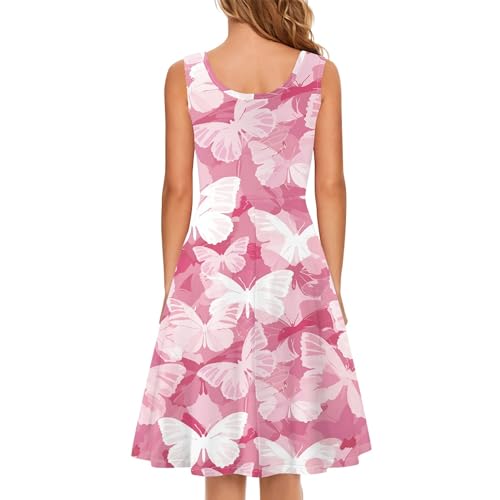 Image of TOADDITDO Women's Sleeveless O Neck Beach A-Line Party Coctail Tank Dresses Flared Sundress