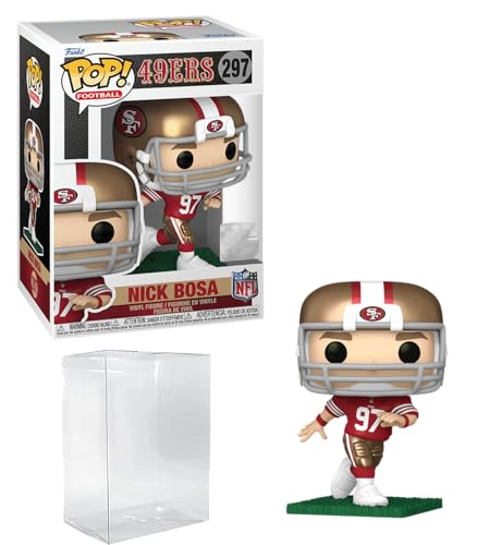 Nick Bosa #297 Funko POP! Football San Francisco 49ers Figurine Bundle with HOFSM Protector Case