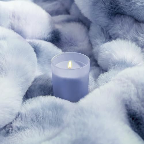 Touchat Luxury 1000GSM Faux Rabbit Fur Throw Blanket, Super Heavy Warm Cozy Grey Blankets for Couch Bed Sofa, Ruched Plush Fuzzy Elegant Soft Reversible Mink Blanket for Living Room Bedroom, Blue by Touchat - Used condition - Image 9