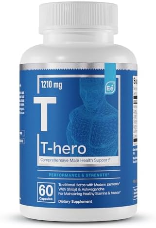 Essential Elements T-Hero – Daily Testosterone Support for Men – Promotes Vitality & Drive – with Ashwagandha, Shilajit, Boron, DIM – 60 Count – 30 Servings