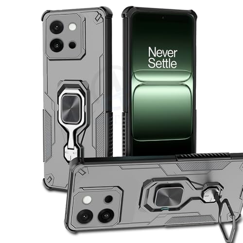 Image of AESTMO Armor Back Cover for OnePlus 13S 5G | Ring Holder & Kickstand & Camera Protection in-Built | 360 Degree Protection Back Case Cover (Black)