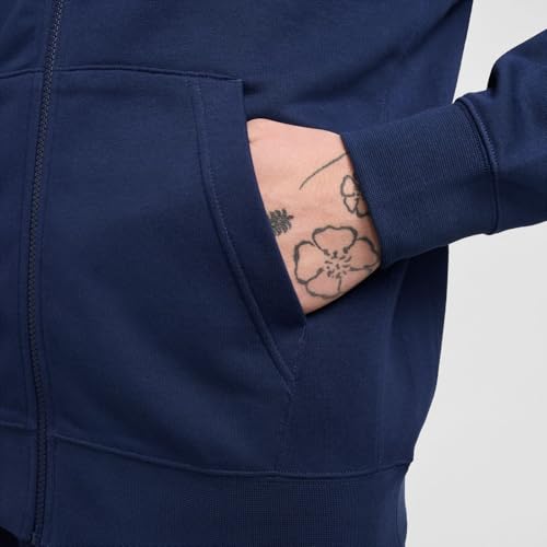 Nike BV2648 M NSW Club Hoodie FZ FT Sweatshirt Mens Midnight Navy/Midnight Navy/White S