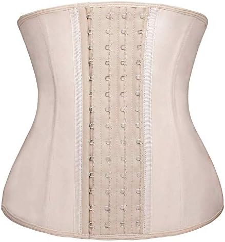 YIANNA Waist Trainer for Women Latex Underbust Waist Corsets Cincher Hourglass Body Shaper 4 Hooks, (Size XL, Beige)