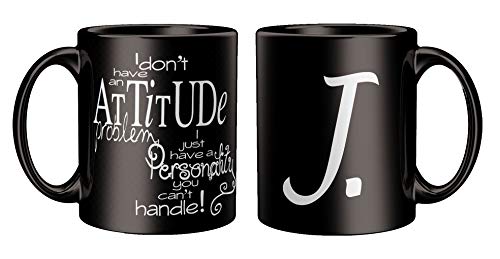 Image of Attitude Quotes with Alphabet J Printed Black Coffee /Tea Mug for Birthday Gifts | Friends | Bestfriend | Sister | Brother | Gifting Mug | Loved Ones