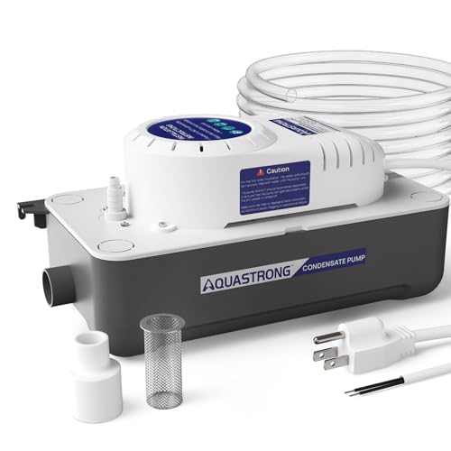 Aquastrong 115V HVAC Condensate Pump, AC Condensate Remove Pump with Automatic Safety Switch for Air Conditioner, Furnace, Dehumidifier,Ice Maker, 3.3' Power Cord, 1/30 HP 95 GPH with 19.7ft Tubing
