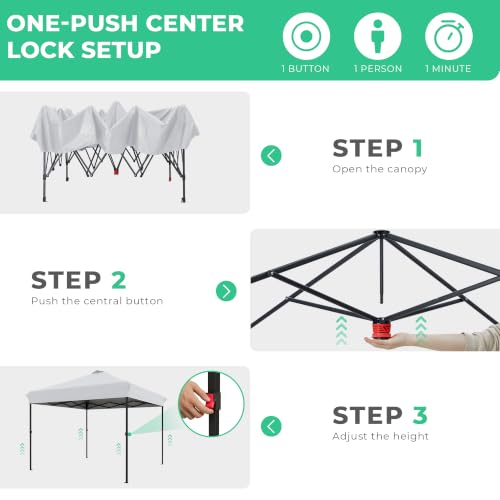 Image of JEAREY 10x10 Pop Up Canopy Tent, Easy Up Outdoor Market Canopy, Off-White