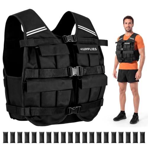 JUPPLIES Chaleco Lastrado 10kg con Peso Ajustable – Chaleco de Peso Unisex con Tela Oxford Resistente, 3 Correas de Ajuste y Hombreras Acolchadas para Crossfit, Calistenia y Running