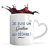 Tasse Coeur d'un Gatan qui dchire - Mug avec une anse coeur - Ide Tasse Coeur Personnalisable Cadeau Anniversaire Fte Original Famille Travail Dpart Collgue Retraite Nol.