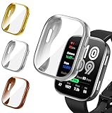 iVoler 3 Pezzi Clear Cover con Pellicola Protettiva per Amazfit Bip 6, Copertura Completa Custodia Anti-Graffio Ultra Sottile Morbida TPU Case, Oro + Argento + Oro Rosa