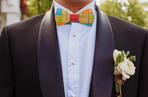 Papillon in legno di iroko con nodo in pelle