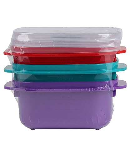 Décor Microsafe Jewel Food Containers Set | 3 Pack - 3 x 375ml | Meal Prep Snacks | Steam Release Vent | Microwave, Dishwasher & Freezer Safe | Assorted Colours