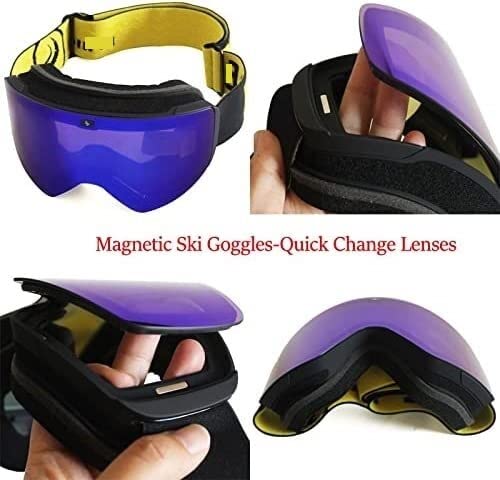 BATLAM Lunettes de Ski avec Double Couche Magnétique Lentille Polarisée Ski Anti-BuéeSnowboard Lunettes Hommes Femmes Ski Lunettes Lunettes