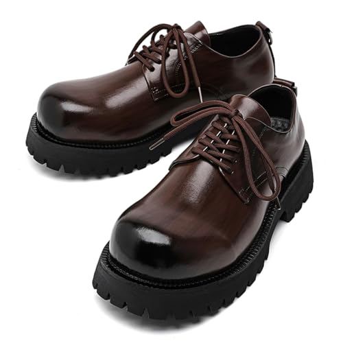 Men's Upturned-Toe Platform Dress Shoes Fashion Formal Business Work Office Casual Chunky Oxfords2
