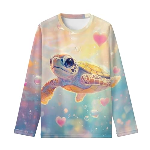 Image of Girls Cartoon Print Long Sleeve Graphic Tee Casual Crew Neck T-Shirts for 3-16 Years Little Girls