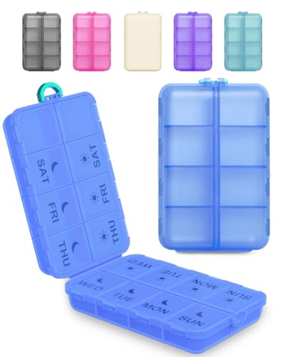 Image of Pill Organizer Travel Medicine Case - Travel Pill Case with Etched Labels, Daily Travel Medicine Case Holder