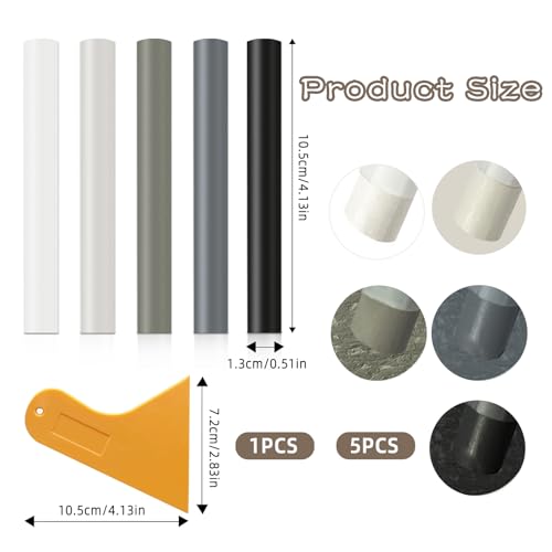 TPTGIAR Laminat Reparaturset, 5 Stück Parkett Reparaturset, Holzkitt aus Wachs, Gemischte Farben Fliesen Reparaturset, Holz Reparaturset mit Schaber für Bodenbeläge Möbel Holzwände