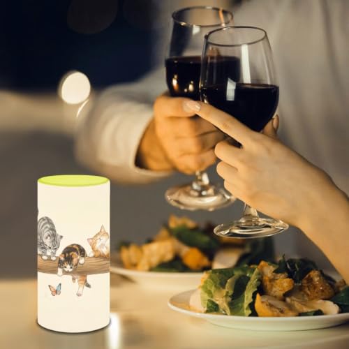 Image of Poceacles Flameless LED Candle Battery Powered Votive Lights Realistic Pillar Candle Decorative Tea Lights for Home Party Indoor Outdoor Decor, Cute Cat Butterfly Beige