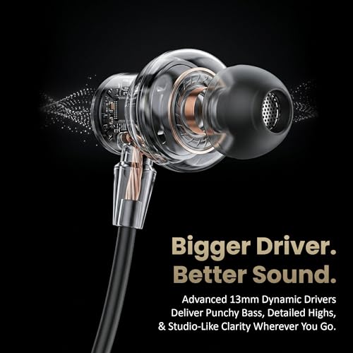 Image of AROMA HF1006 Type C Wired Earphone with HD Quality in-Line Mic,12mm Driver Hi-Res Wired