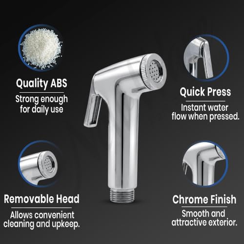 Image of New Ware Health Faucet Gun ABS Hand Jet Bidet Spray Head for Bathroom Toilet Chrome Finish Conti Type High Pressure Nozzle Leak Proof Durable Easy Install Replacement Health Faucet Spray Head