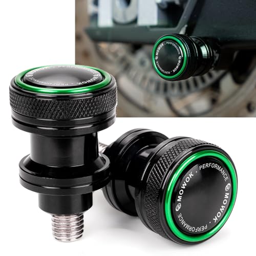 Mowok M10 x 1.25 trinquetes caballete moto accesorios para Kawasaki VN650 Z750 Z750S Z750R Z1000 Ninja 250 300 ZX6R ZX10R ZX12R ZX14R Versys650 2003-2014 Soportes para basculante trasero (Verde)