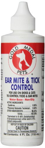 GOLD MEDAL PETS Ear Mite and Tick Control for Dogs and Cats, 4 Ounce, White (42404)