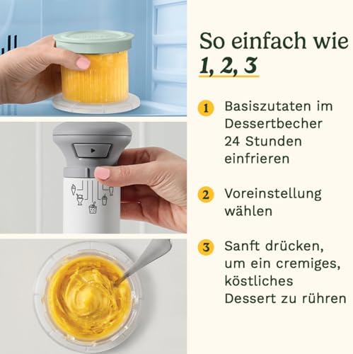 Bild 4 - Cuisinart FreezeWand Eismaschine – 5in1 Eiscreme, Sorbet, Milchshake, Slushie – 3 Becher – Vegan, laktosefrei, proteinreich – 5 Min. Zubereitung – Kompakt & tragbar, Weiß/Grau