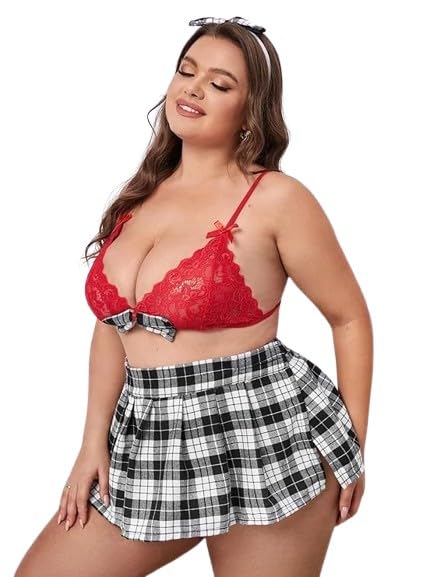 xipipz School Girl Lingerie 2 Piece Suits for Women Sexy Roleplay Lingerie Sexy Lace Tops and Skirts Set Student Costumes Outfit-picture-26