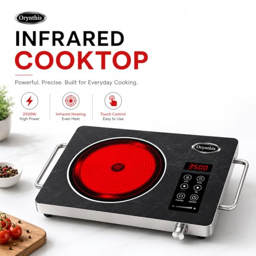Image of InfraNova 3500W Electric Infrared Cooktop | One of India's Most Powerful Infrared Cooktops | Works with All Utensils | Crystal Glass Top | Touch Controls | Digital Timer | 2-Year Warranty